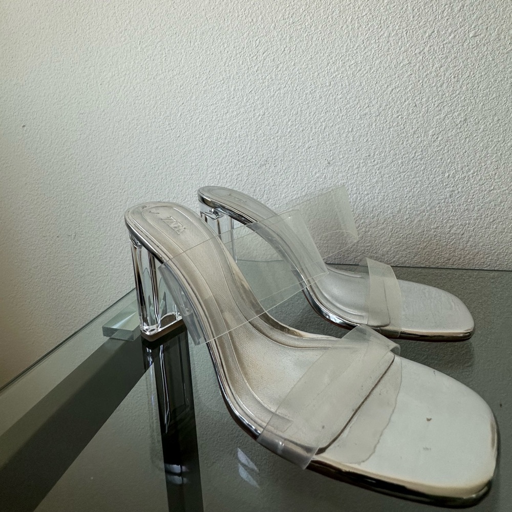 Zara Silver Heels with Elegant Transparent Design